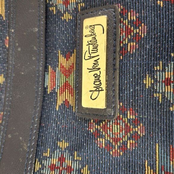 Vtg 90s Diane Von Furstenburg Navajo Aztec Print Tapestry Weekend Bag - Picture 5 of 11